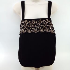 NWT Lucie Ann II Vintage Velvet Black Square Neck Dress Top 36 Small Medium USA